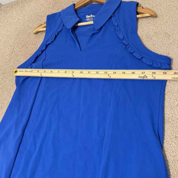 Lily Pulitzer Luxletic Martina Ruffle Sleeveless Top Size XL Blue spf 50 - Picture 7 of 9